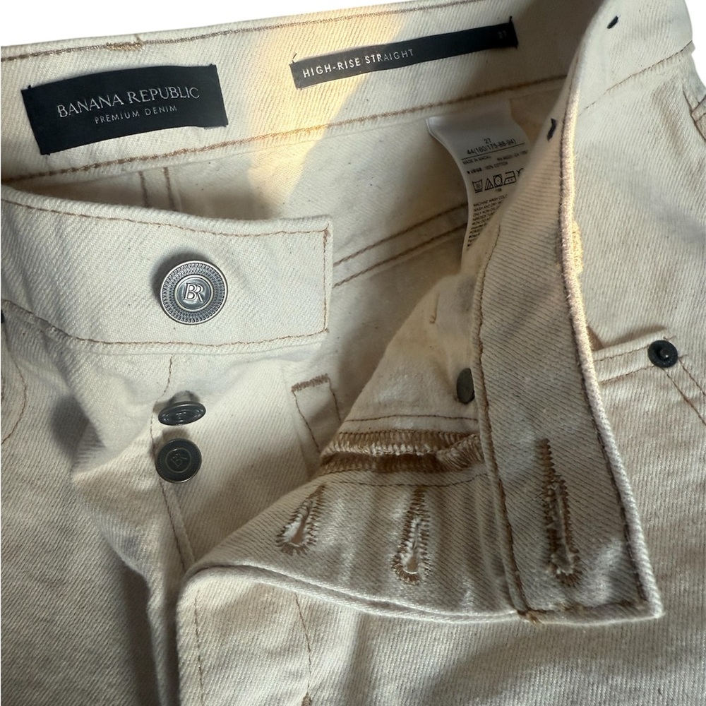Banana Republic Premium Denim Ranger High-Rise Straight Jeans - Size 27 Ecru - Picture 5 of 10